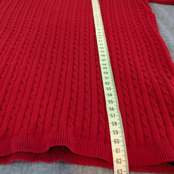 Tommy Hilfiger Women's Cable Knit Sweater Red - V Neck - Size XL - Picture 11 of 11